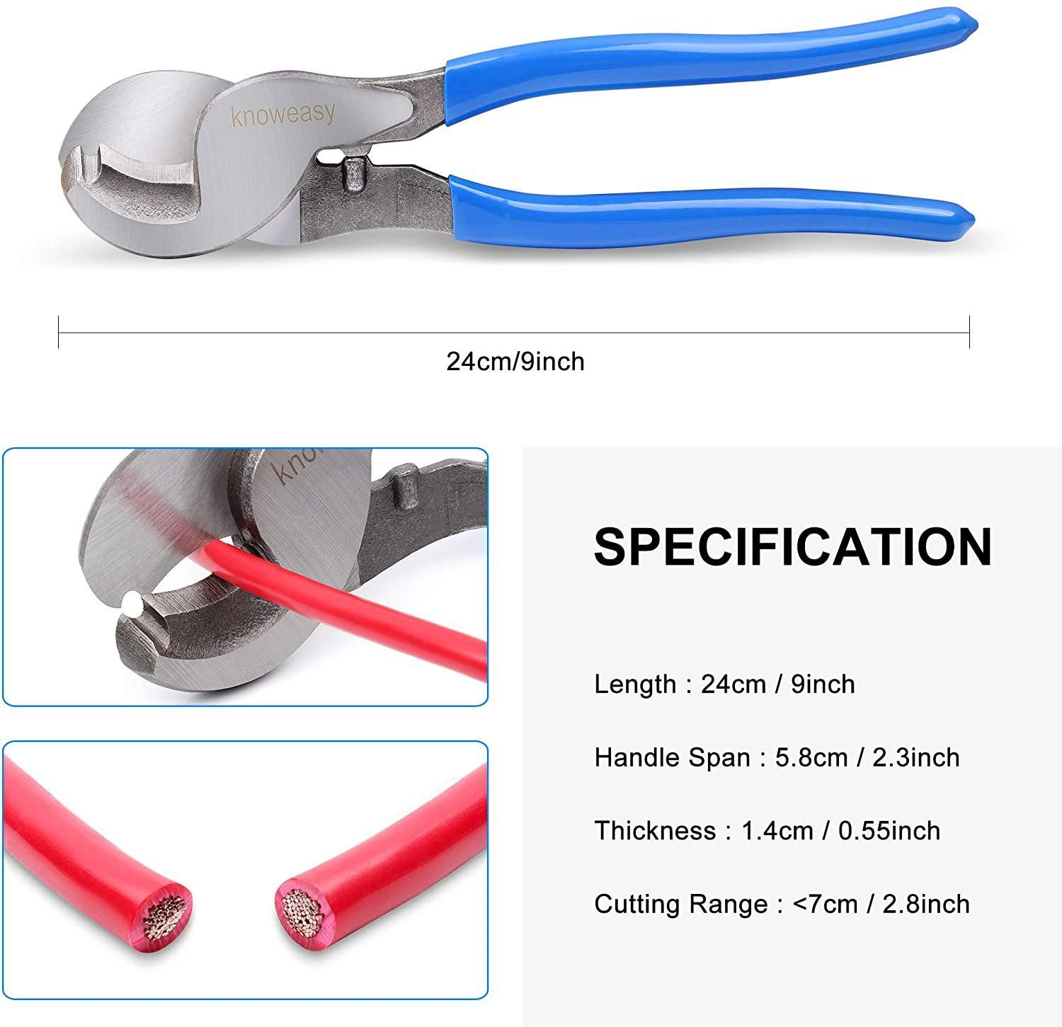 Cable Lug Crimping Tool,Knoweasy Battery Cable Lug Crimper with Wire Cutter for Heavy Duty Wire Copper Lugs AWG 10,8,6,4,2,1/0 - knoweasy