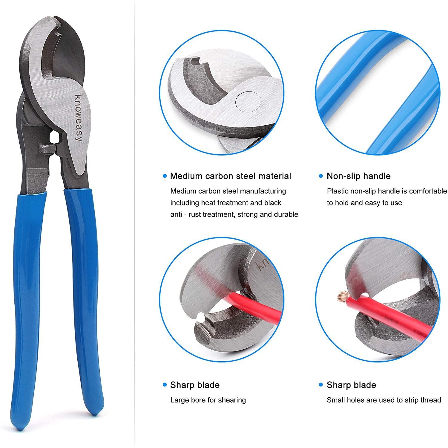 Cable Lug Crimping Tool,Knoweasy Battery Cable Lug Crimper with Wire Cutter for Heavy Duty Wire Copper Lugs AWG 10,8,6,4,2,1/0 - knoweasy