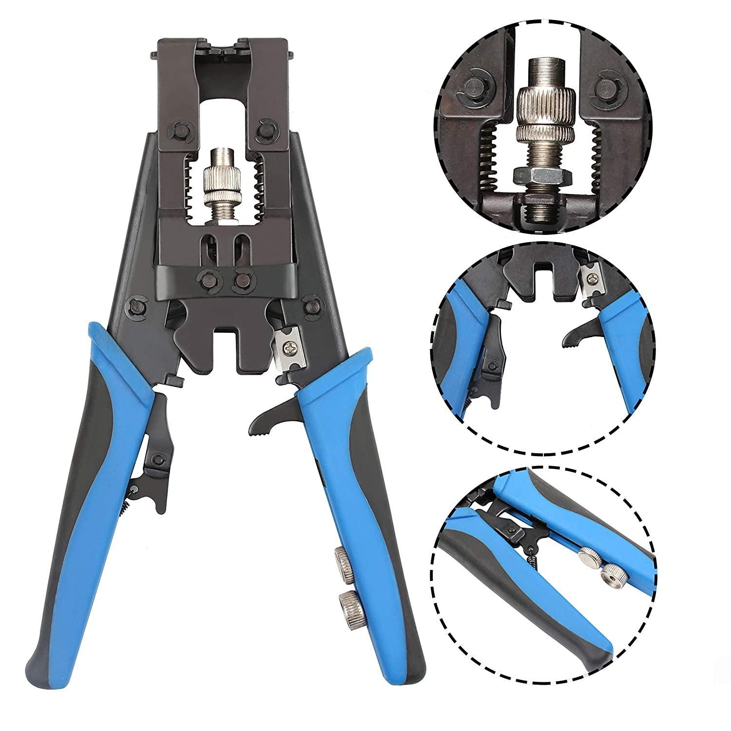 Coax Cable Crimper,Knoweasy 3 in 1 Coax Compression Crimp Tool for BNC RCA,RG58 RG59 RG6,Universal Wire Cutter and Coax Cable Tools - knoweasyCrimp Tool