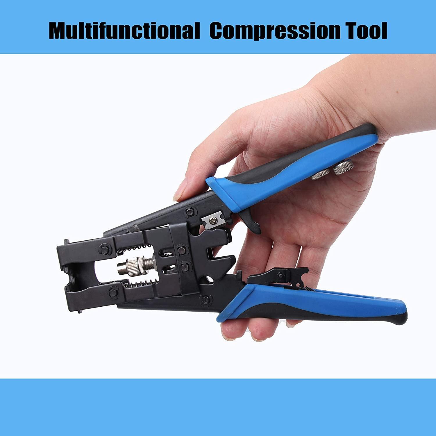 Coax Cable Crimper,Knoweasy 3 in 1 Coax Compression Crimp Tool for BNC RCA,RG58 RG59 RG6,Universal Wire Cutter and Coax Cable Tools - knoweasyCrimp Tool