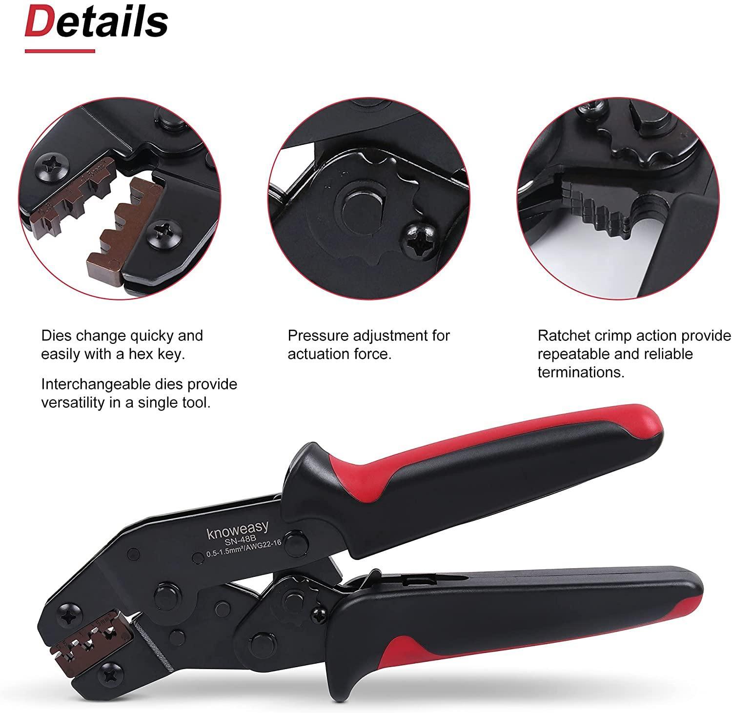 Dupont Crimping Tool,Knoweasy SN 48B Terminal Crimper and Dupont Crimper for AWG: 26-16/0.14-1.5mm² - knoweasyCrimp Tool