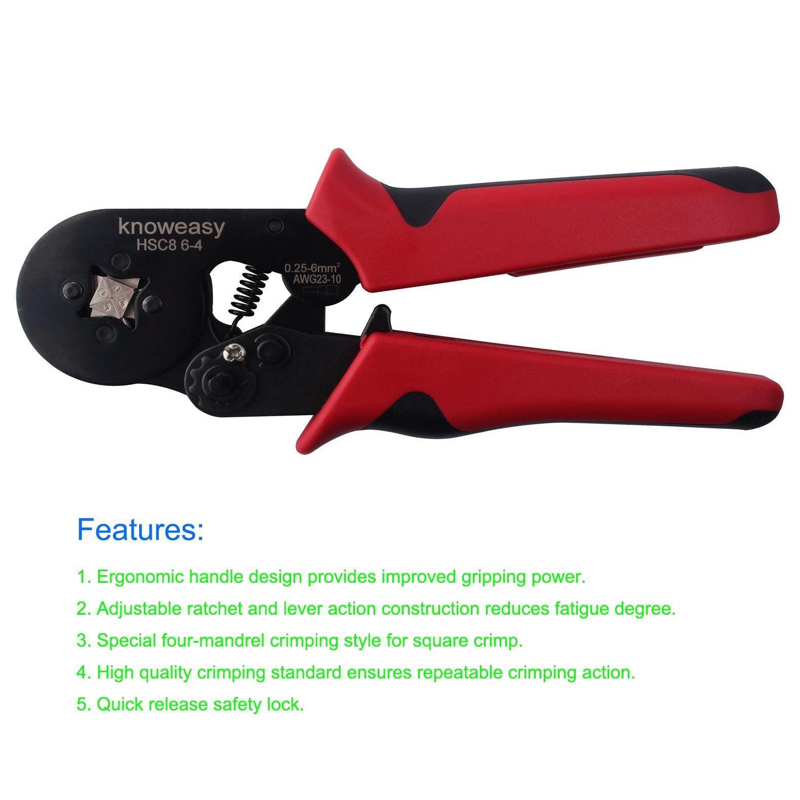 Ferrule Crimping Tool,Knoweasy Adjustable Crimping Tools Used for 0.25-6.0mm²(AWG23-10) Cable End Sleeves Wire Ferrule Crimper - knoweasy