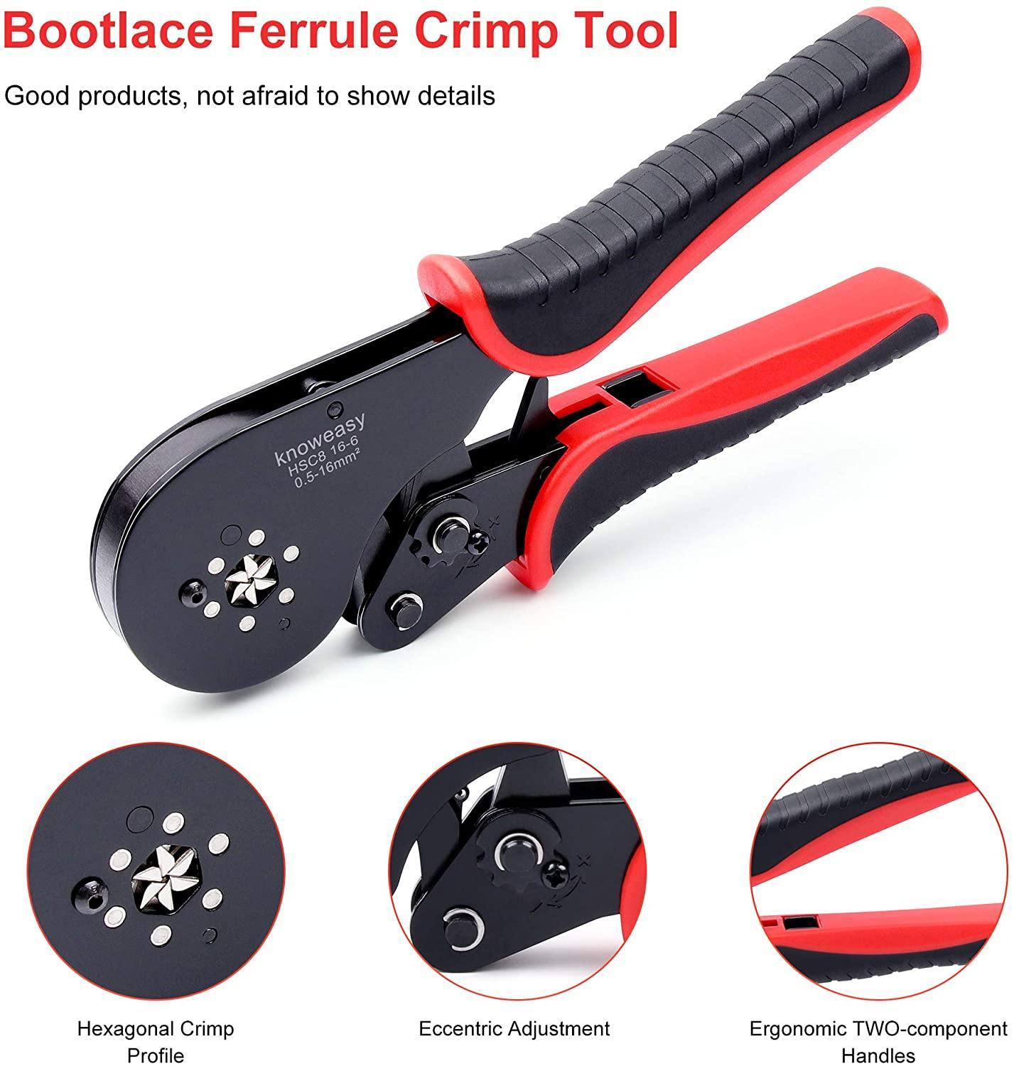 Hexagonal Crimper,Knoweasy 16-6 Crimping Tool and Hexagonal Wire Crimper Used for 20-5 AWG/0.5-16 mm² Cable End Sleeves - knoweasyCrimp Tool