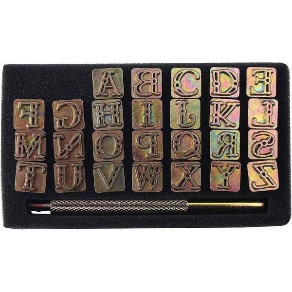 手作額付き銅版画　title「Acoustic Kitty」 Knoweasy 27 Pieces Leather Stamping Tool Set,26 Letters