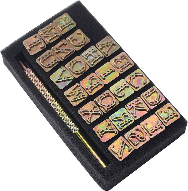 KLLsmDesign 65 Pcs Leather Sculpture Stamping Tools Kit Included Pattern  Alphabet Digital Leather Stamp Punch Set,Dotting Tools