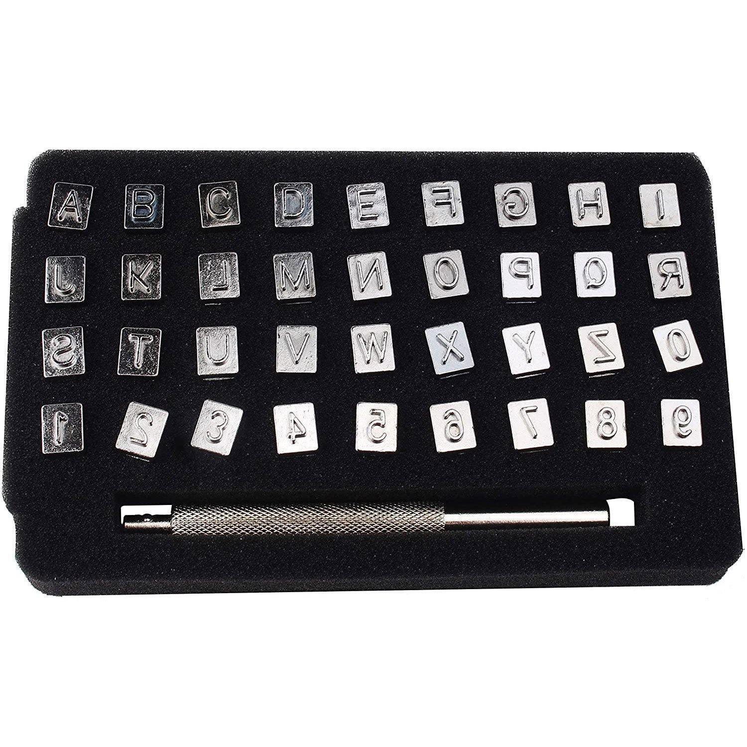 Knoweasy 6mm Steel Punch Alphabet Letter Number Leather Stamper Set,