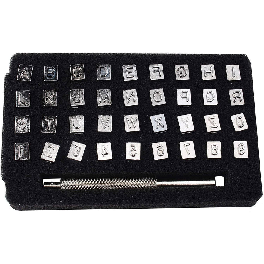 Knoweasy 6mm Steel Punch Alphabet Letter Number Leather Stamper Set,