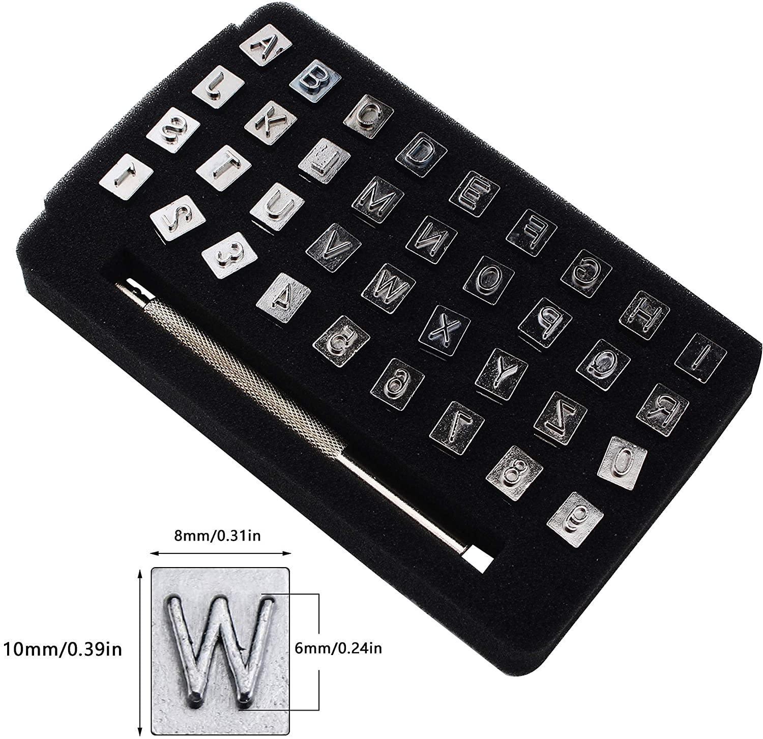 Knoweasy 6mm Steel Punch Alphabet Letter Number Leather Stamper Set,Letter Number Leather Stamper Punching Tool for DIY Leather Craft Printing - knoweasy