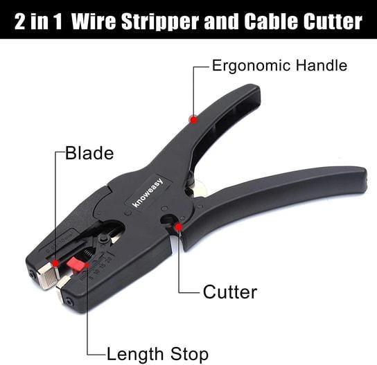 Knoweasy Automatic Wire Stripper and Cutter,Heavy Duty Wire Stripping Tool 2 in 1 for Wire Stripping,Cutting 5-20mm/(0.25-0.75inches)