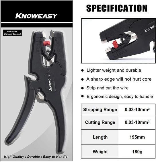 Knoweasy Automatic Wire Stripper and Cutter,Heavy Duty Wire Stripping Tool 2 in 1 for Wire Stripping,Cutting 5-20mm/(0.25-0.75inches)