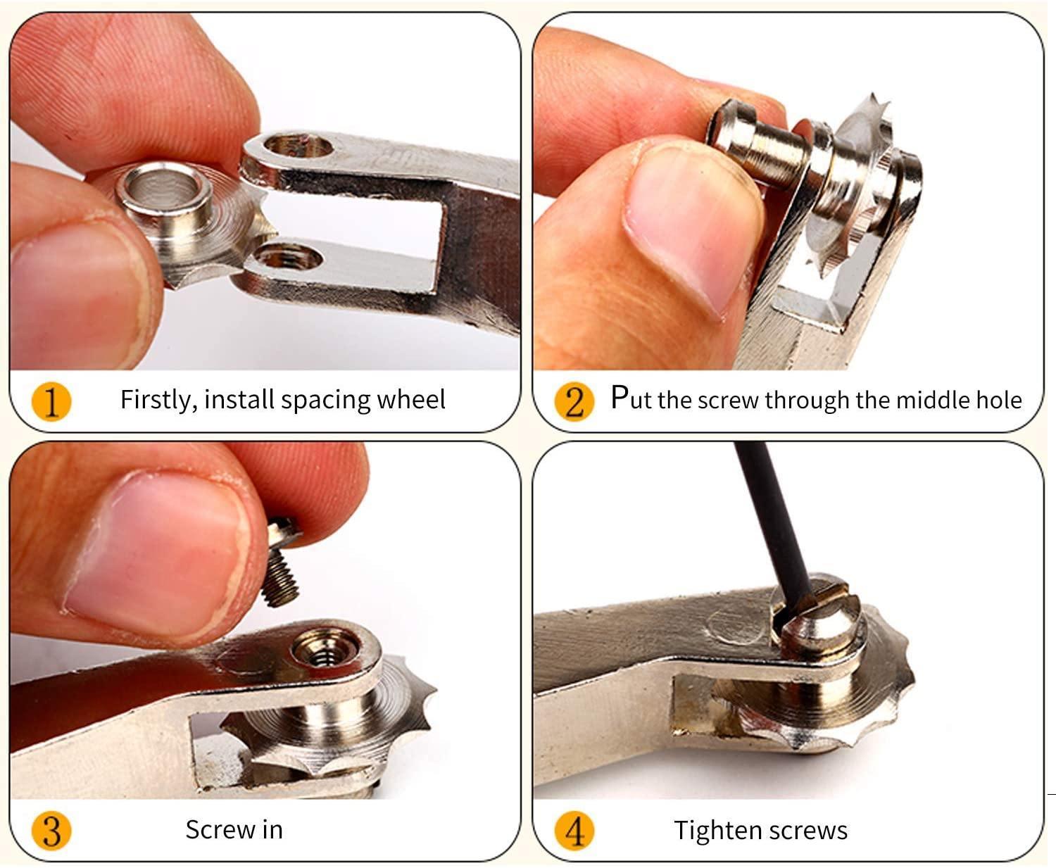 Knoweasy Leather Craft Spacer Set,Leathercraft Tool System Embossing Leather Work Tools,DIY Leather Craft Design Punch Tool with Four Wheels - knoweasy
