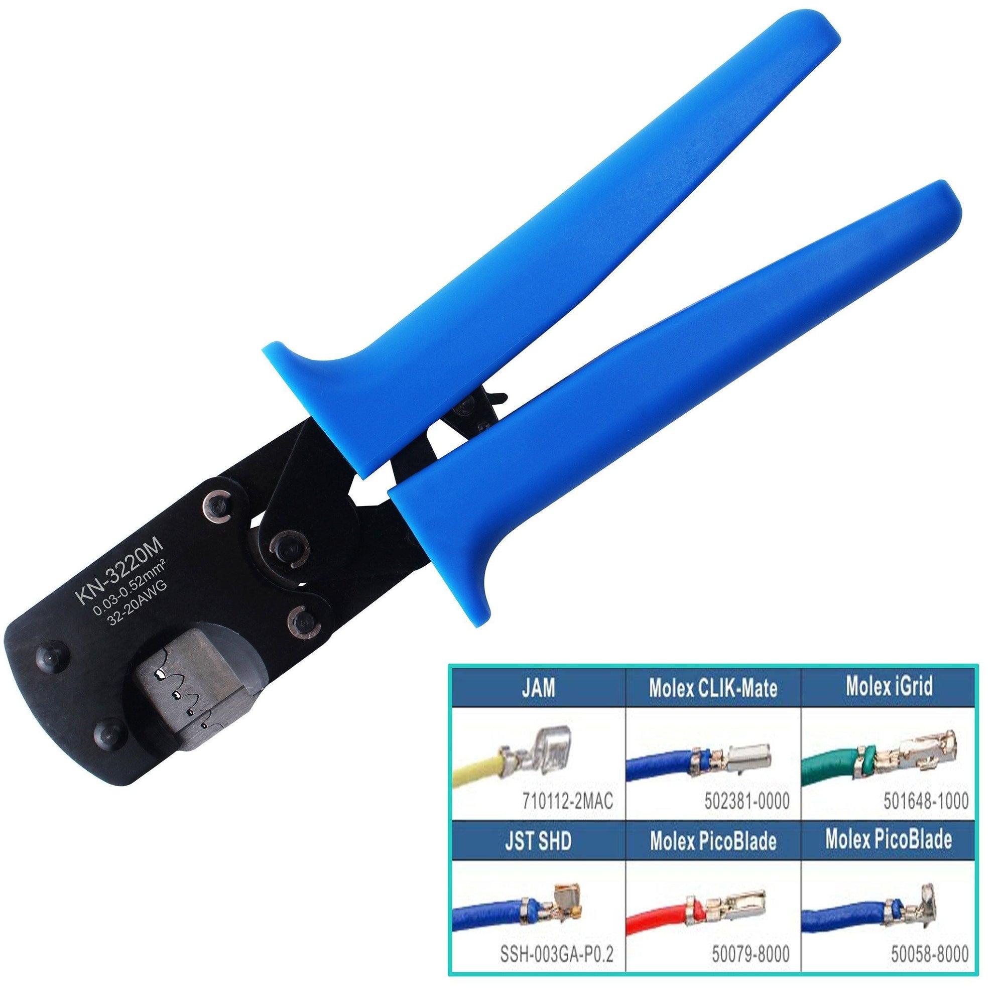 Micro Connector Pin Crimping Tool,Knoweasy Pin Crimper and Jst Crimp for D-Sub,Open Barrel suits Molex,JST,JAE,32-20AWG /0.03-0.52mm² - knoweasy