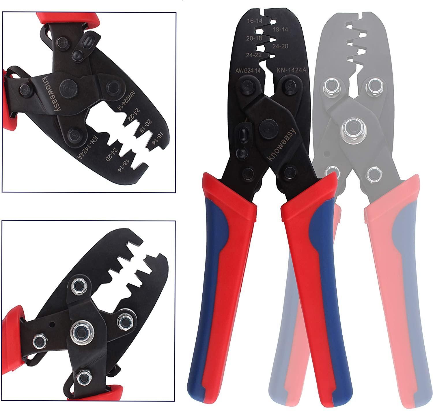 Molex Crimping Tool,Knoweasy Open Barrel Terminal Crimping Tool for Molex,Delphi,AMP and Tyco,Harley,PC and Computer,Automotive 24-14 AWG - knoweasyCrimp Tool