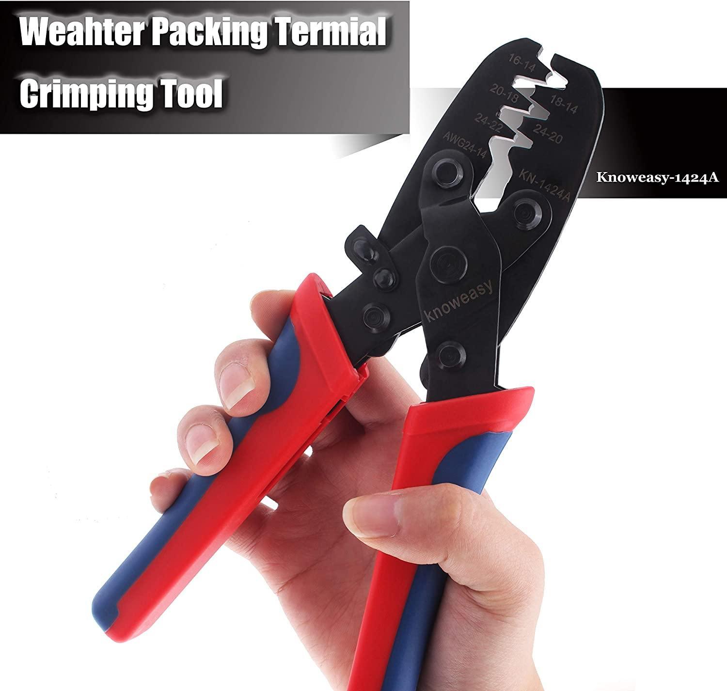 Molex Crimping Tool,Knoweasy Open Barrel Terminal Crimping Tool for Molex,Delphi,AMP and Tyco,Harley,PC and Computer,Automotive 24-14 AWG - knoweasyCrimp Tool