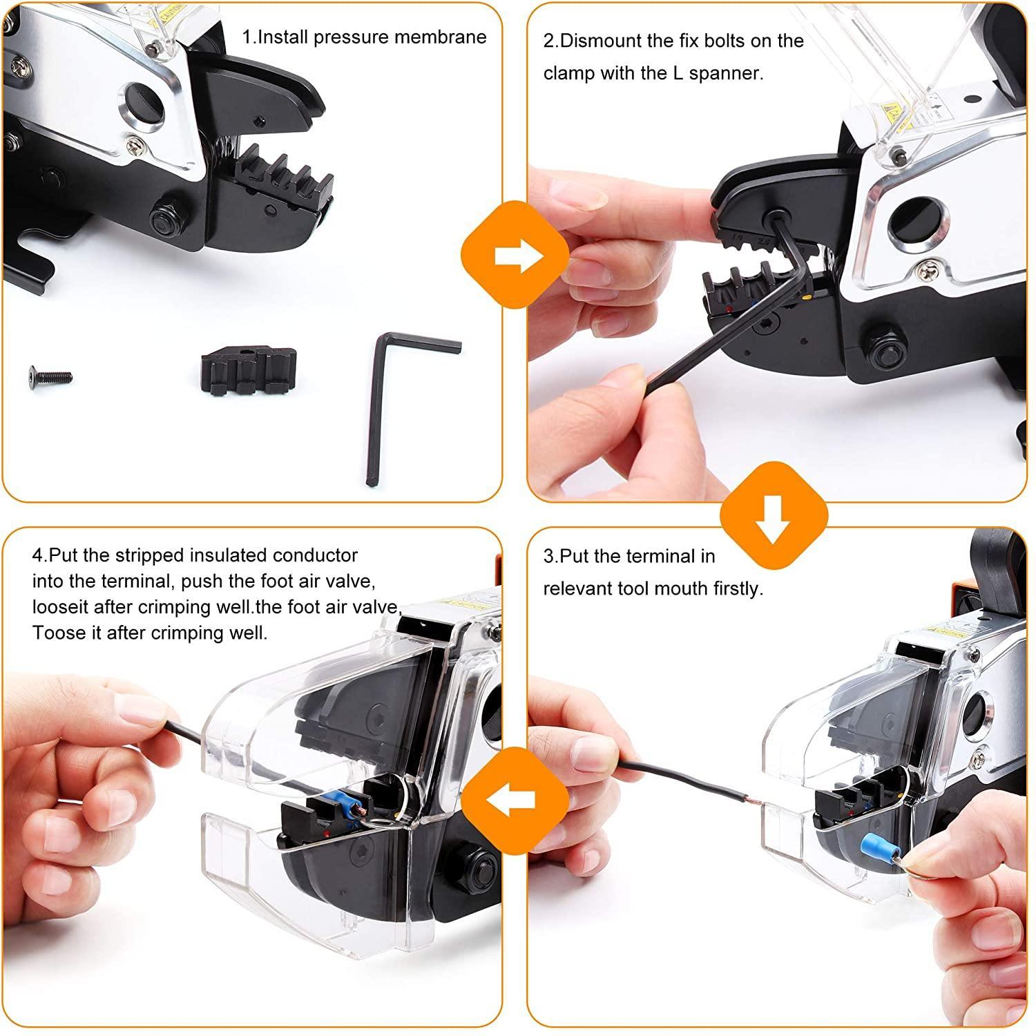 Pneumatic Crimper Plier,Knoweasy Pneumatic Air Powered Wire Terminal Crimping Machine Up to 16mm2 - knoweasy
