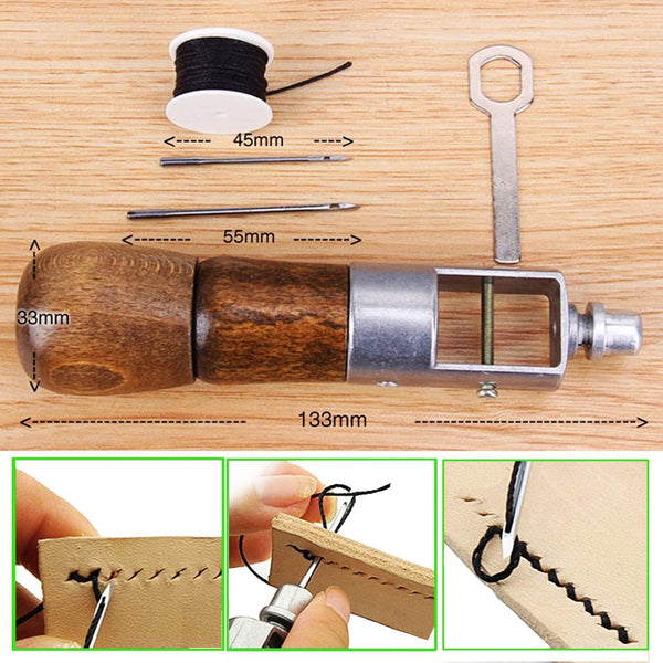 DONYAMY Leathercraft Hand Stitching Machine Automatic Leather Sewing Tools  for Home Handmade Sewing Leathercraft DIY Tool Set