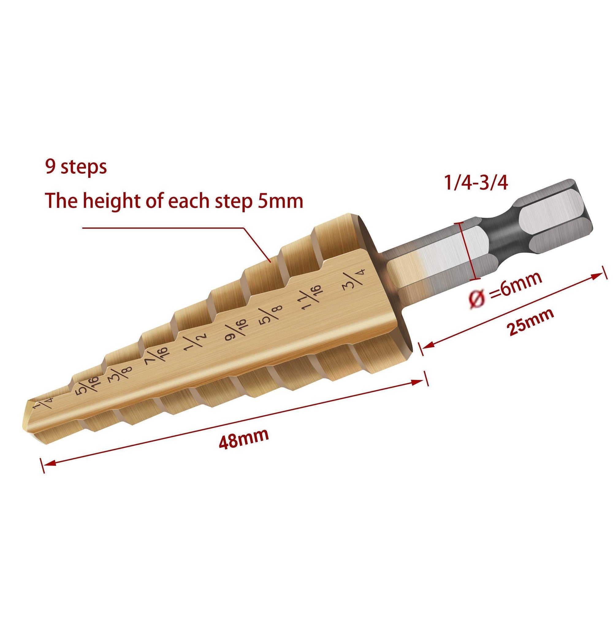 Step Drill Bit,Knoweasy 3pcs High Speed Steel Drill Kit for Metal Aluminium and Wood Drilling Hole - knoweasy