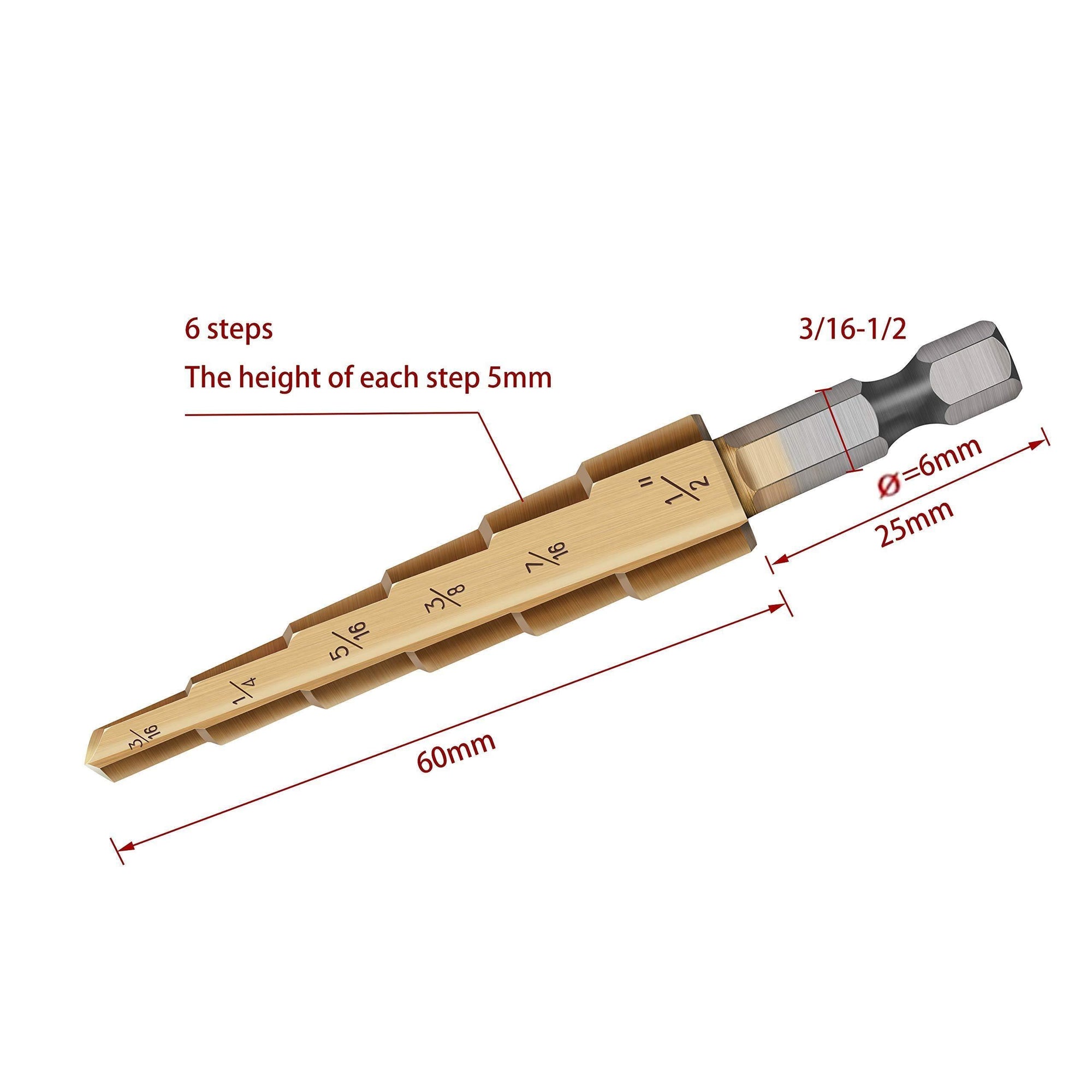 Step Drill Bit,Knoweasy 3pcs High Speed Steel Drill Kit for Metal Aluminium and Wood Drilling Hole - knoweasy