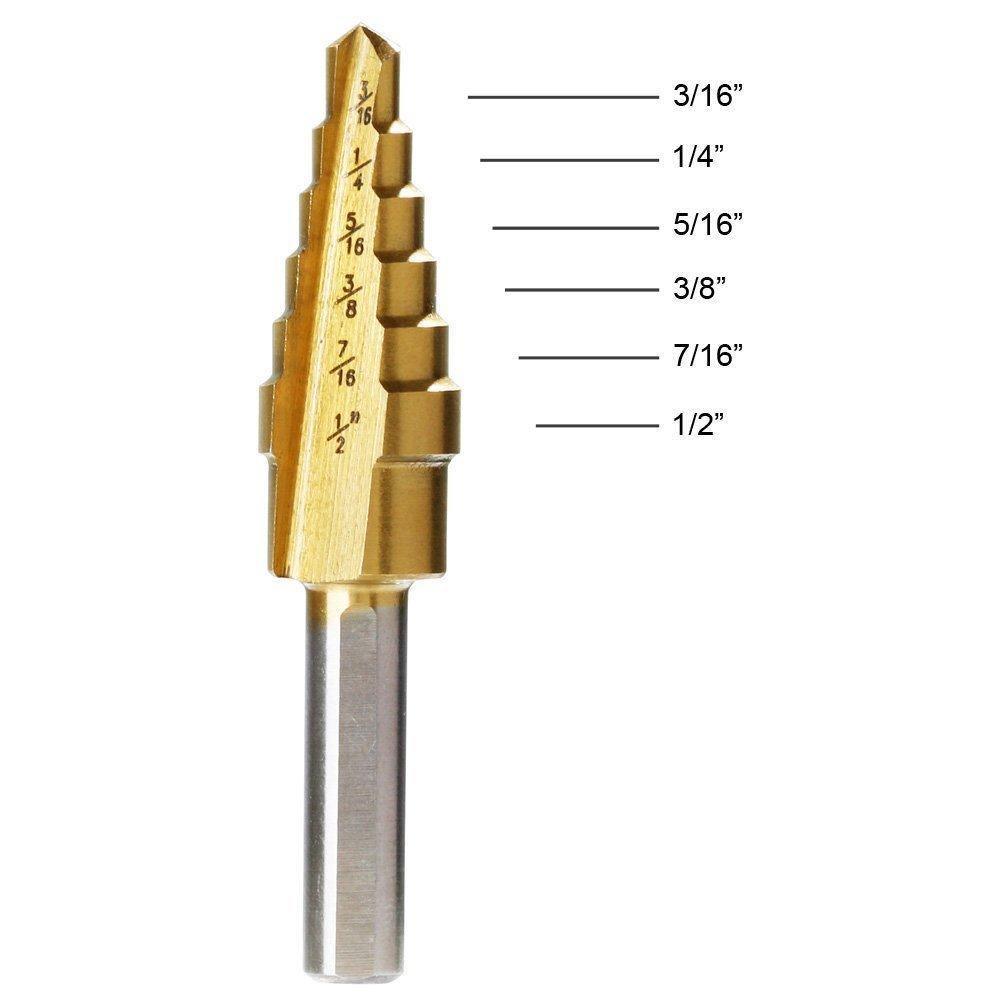 Triangular Handle Step Drill,Knoweasy 3pcs HSS Titanium Coated Step Drill Bit for Metal/Wood Drilling Hole,28 Sizes of Multiple Hole Stepped Up Bits - knoweasy