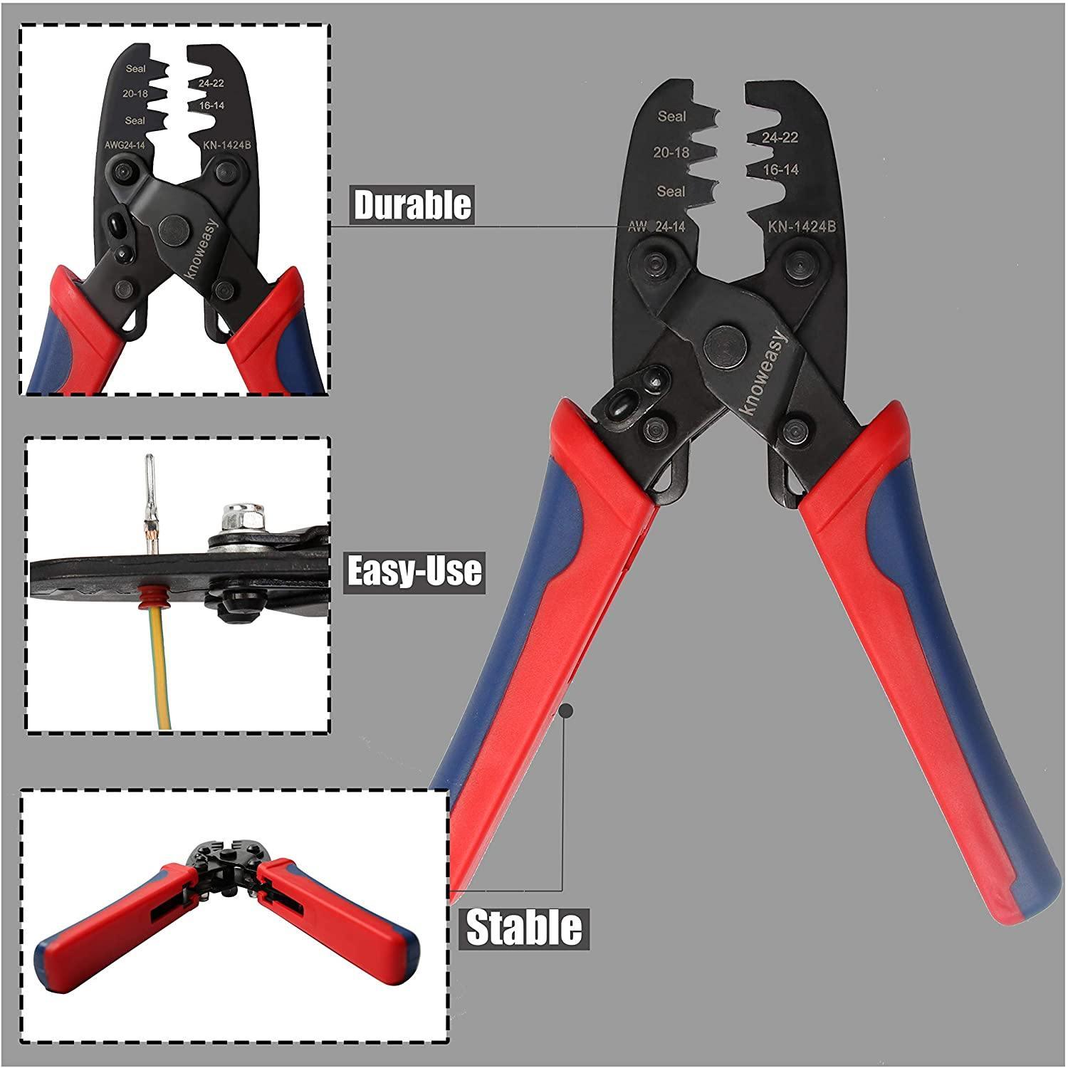 Wire Crimping Tool,Knoweasy Open Barrel Wire Crimper and Molex Crimper 1424B for Delphi Metri-Pack 150,280 and Weather-Pack Terminals 24-14 AWG - knoweasyCrimp Tool