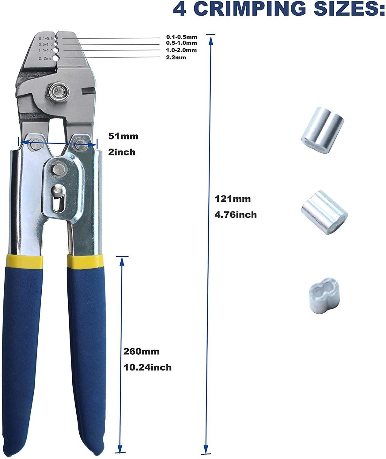 Wire Rope Crimper,Knoweasy Wire Crimper for Crimping Fishing Lines Up to 2.2mm Crimping Tools and Heavy Duty Stainless Steel Wire Rope Crimping Tool - knoweasyCrimp Tool
