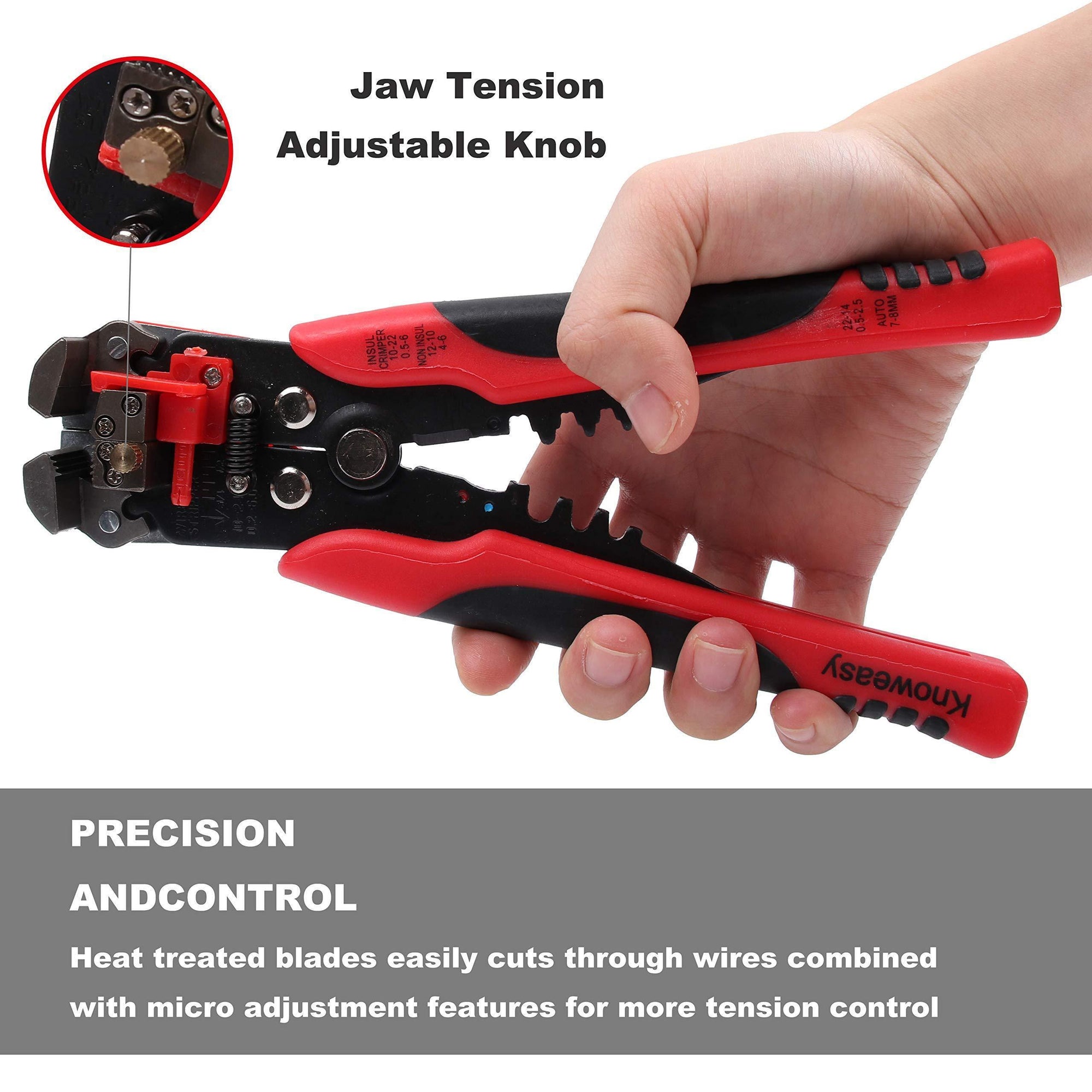 Wire Stripper,Knoweasy 8 Inches Wire Stripping Tool and Automatic Strippers for 10-24 AWG - knoweasy