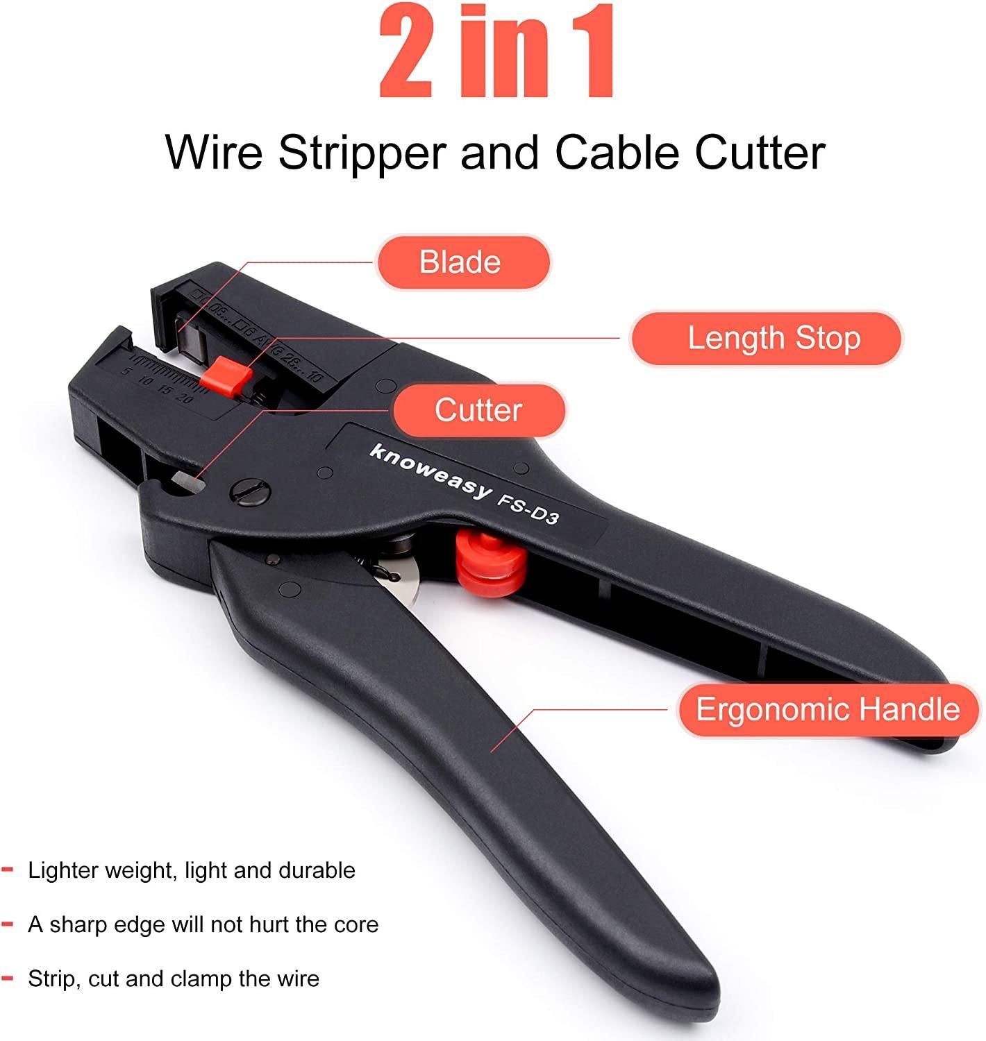 Wire Stripper,Knoweasy Wire Stripping Tool and Automatic Stripper and Cutter for 10-28 AWG - knoweasy