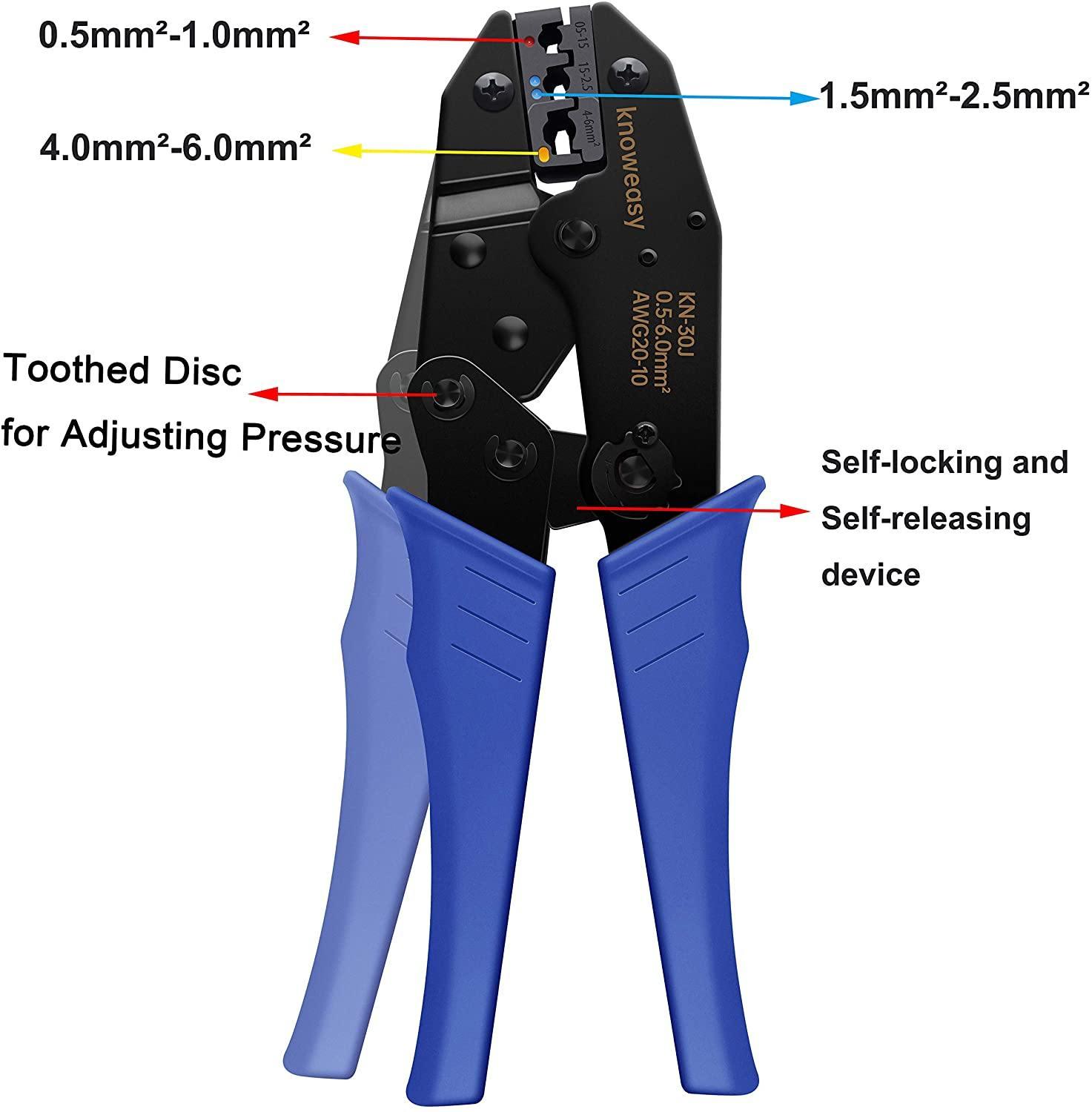Wire Terminals Crimper Kit, Knoweasy Insulated Wire Terminals Connectors Ratcheting Crimper Tool 22-10AWG with 419Pcs Insulated Butt Bullet Spade Ring Crimp Terminal Connector and Wire Stripper - knoweasyCrimp Tool