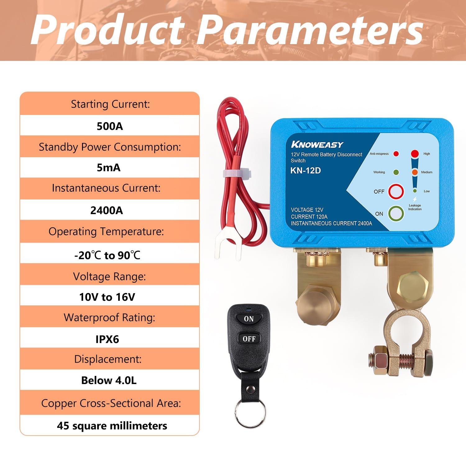Knoweasy 12V 240A Remote Battery Kill Switch