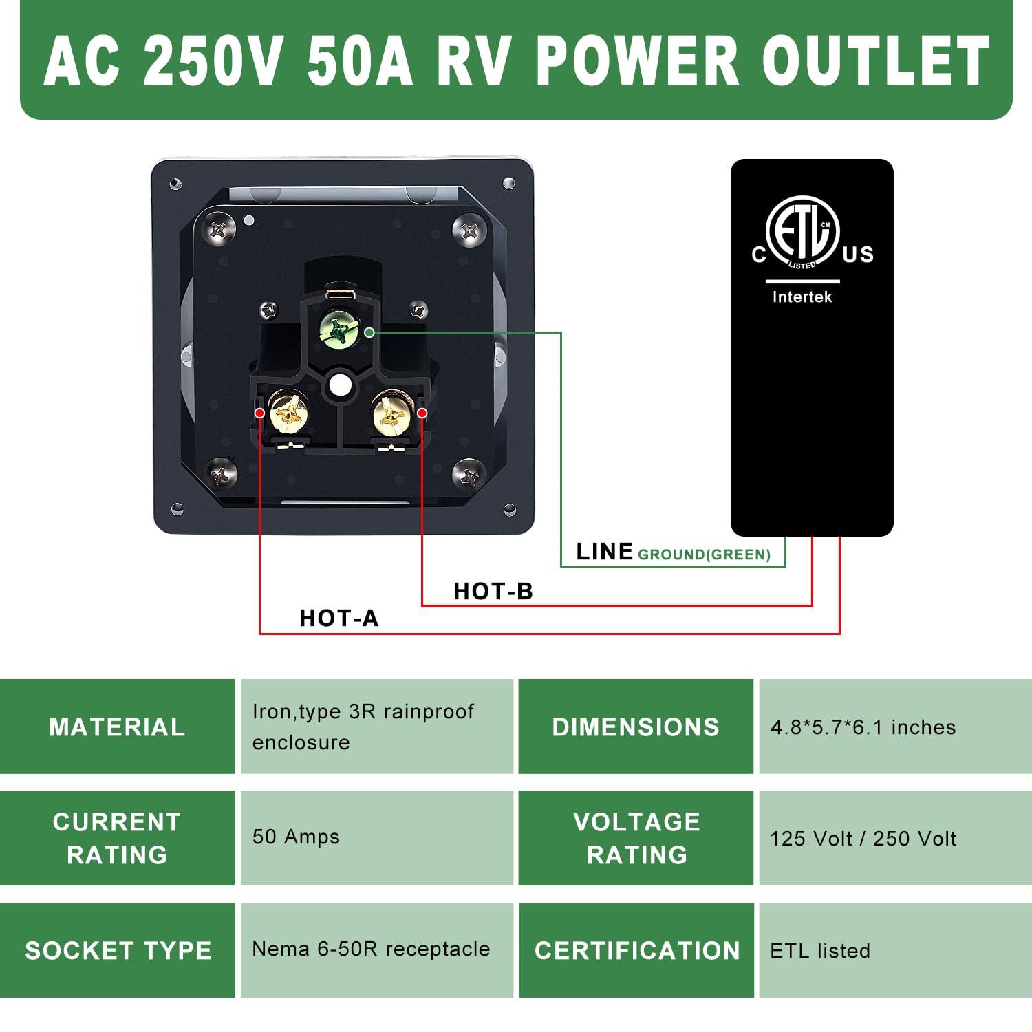Knoweasy 50 Amp NEMA 6-50R Power Outlet Box