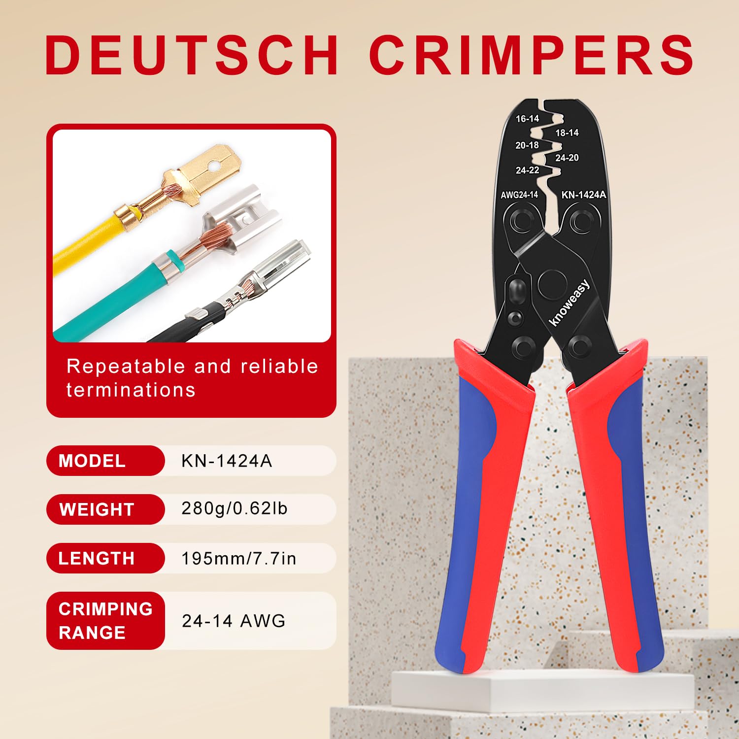 Knoweasy Crimp Tool Kit for Deutsch DT Connectors
