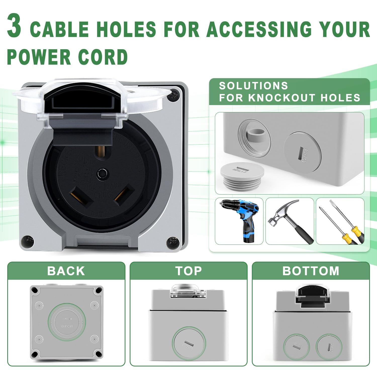 Knoweasy 30 Amp RV Power Outlet Box 125V NEMA TT-30R