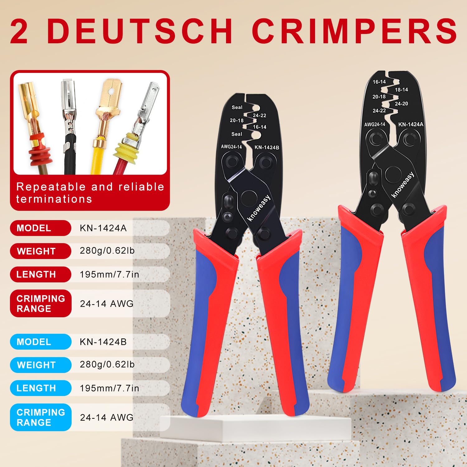 Knoweasy Deutsch Crimper Kits for Deutsch DT Connectors