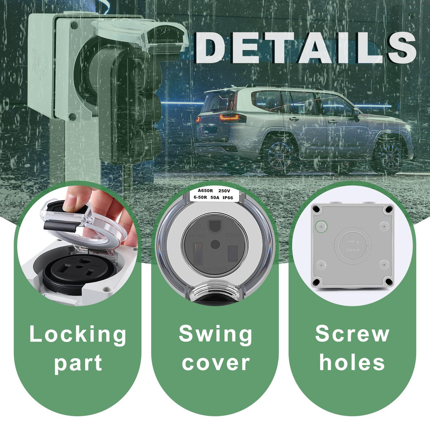 Knoweasy 50 Amp NEMA 6-50R Power Outlet Box