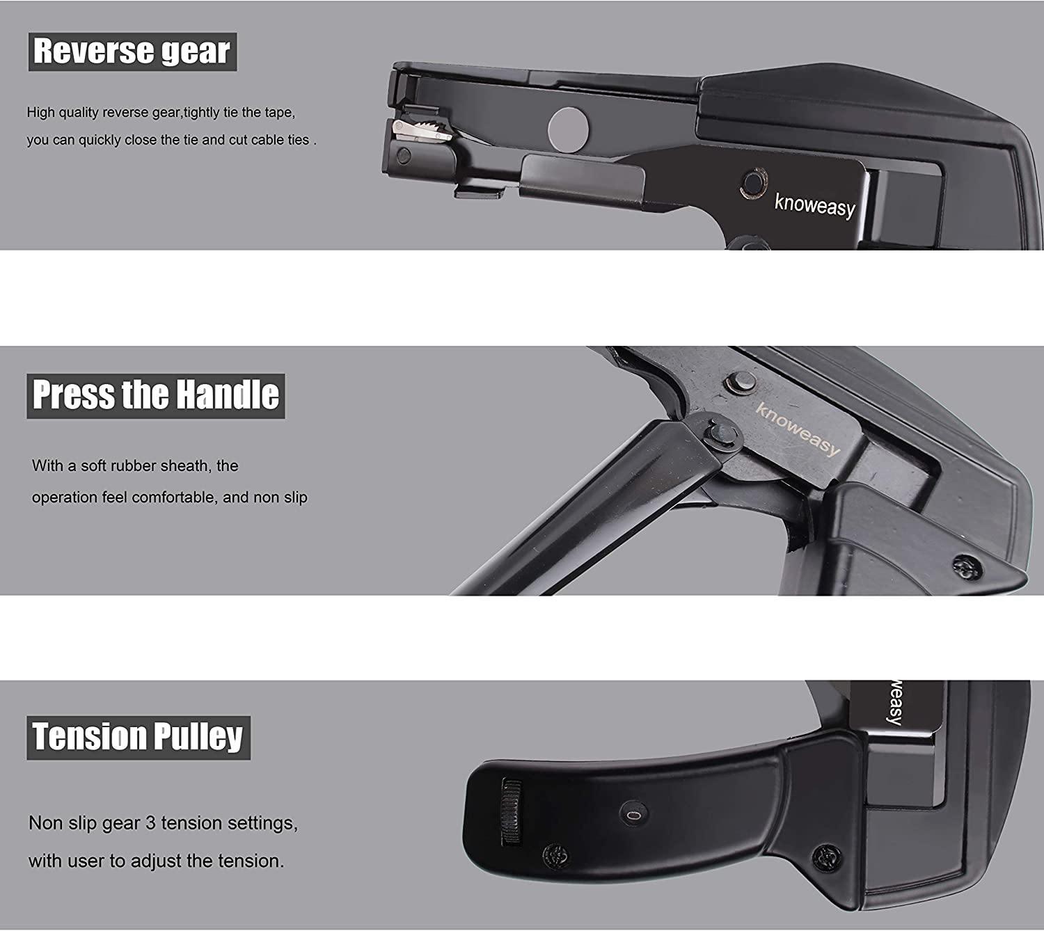 Cable Tie Tool,Knoweasy Fastening Cable Tie Gun and Flush Cut Zip Tie Gun with Steel Handle for Nylon Cable Tie - knoweasycable tie gun