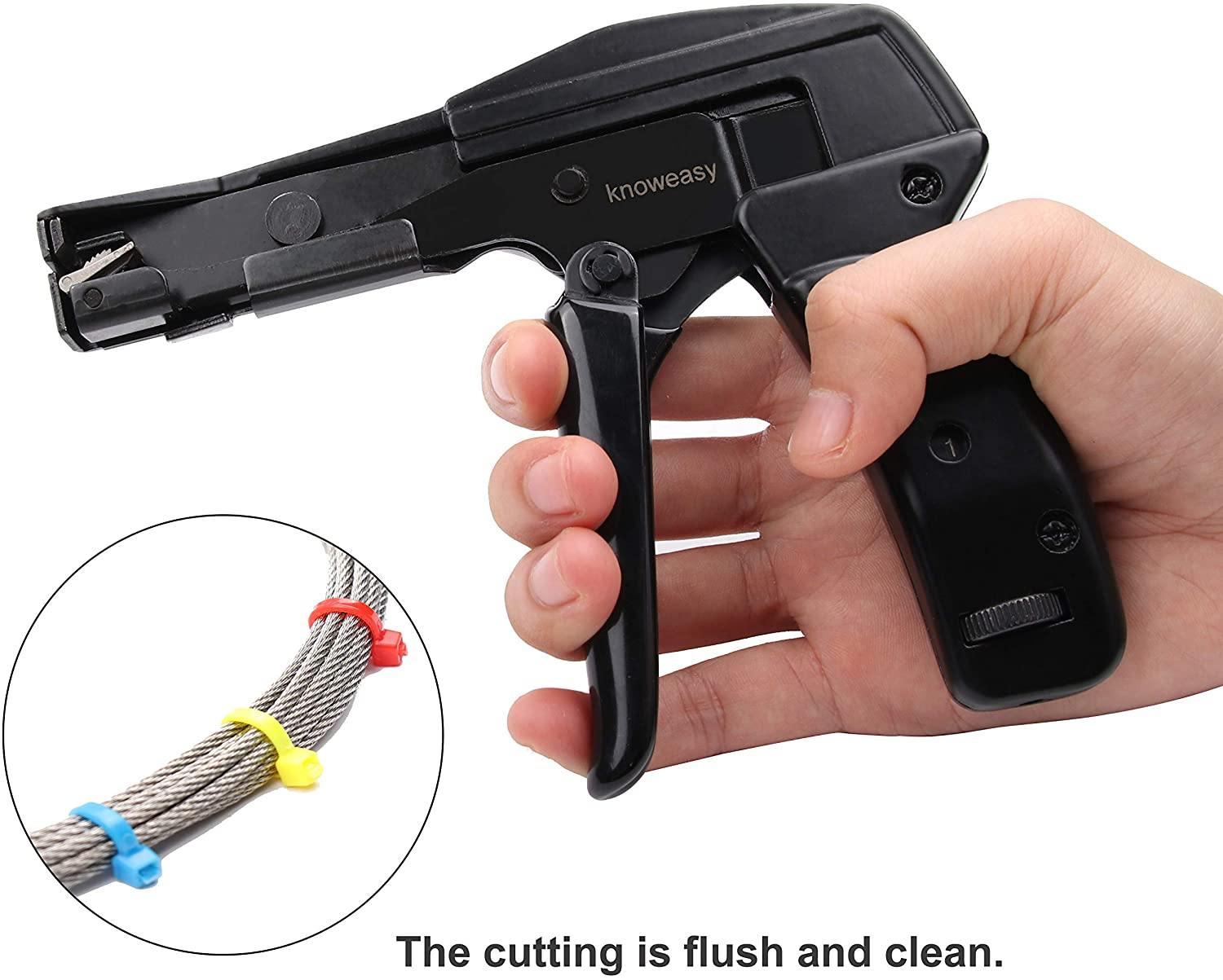 Cable Tie Tool,Knoweasy Fastening Cable Tie Gun and Flush Cut Zip Tie Gun with Steel Handle for Nylon Cable Tie - knoweasycable tie gun