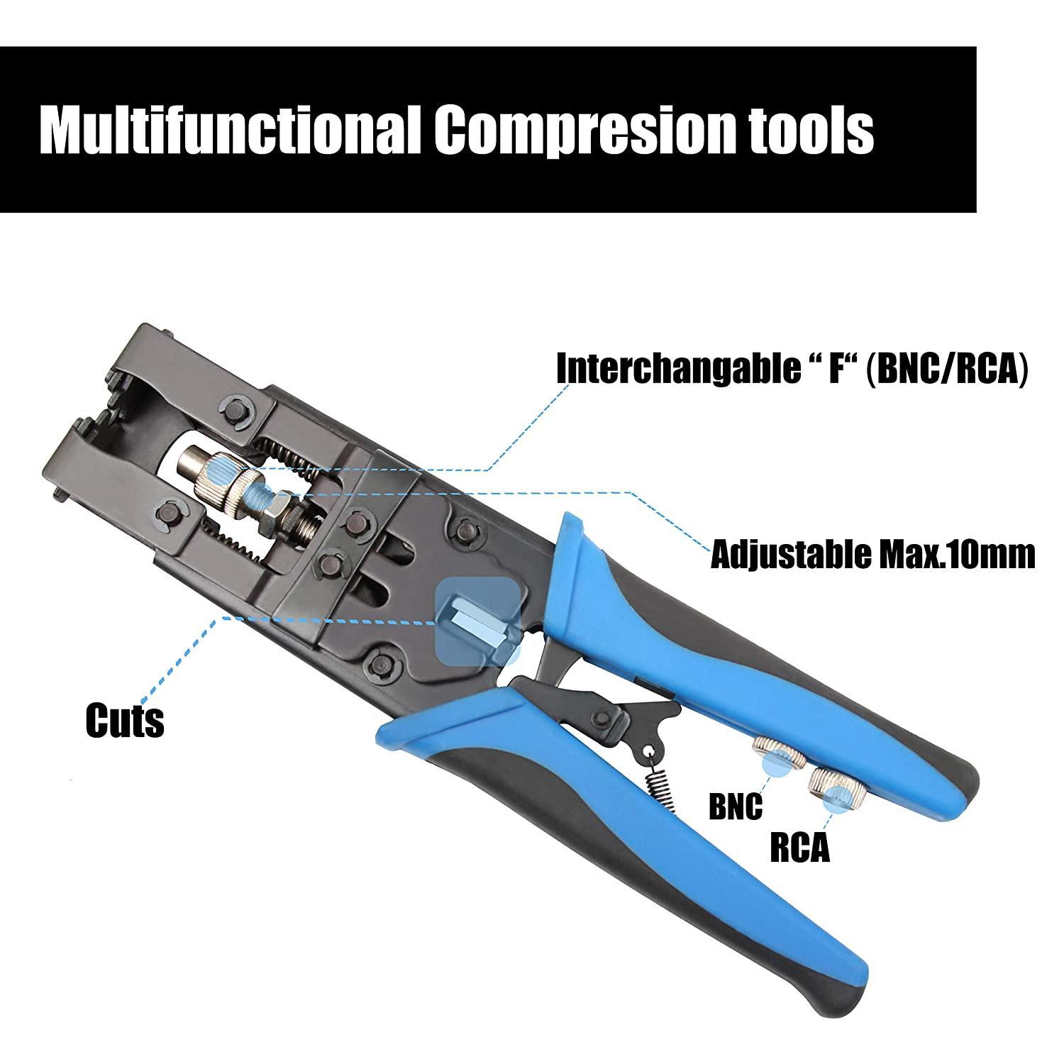 Coax Cable Crimper,Knoweasy 3 in 1 Coax Compression Crimp Tool for BNC RCA,RG58 RG59 RG6,Universal Wire Cutter and Coax Cable Tools - knoweasyCrimp Tool