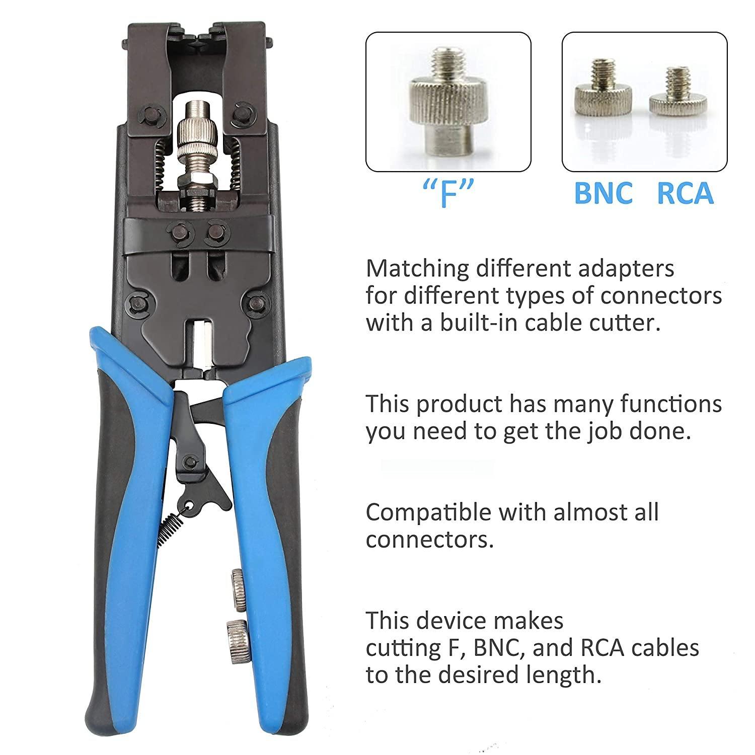 Coax Cable Crimper,Knoweasy 3 in 1 Coax Compression Crimp Tool for BNC RCA,RG58 RG59 RG6,Universal Wire Cutter and Coax Cable Tools - knoweasyCrimp Tool