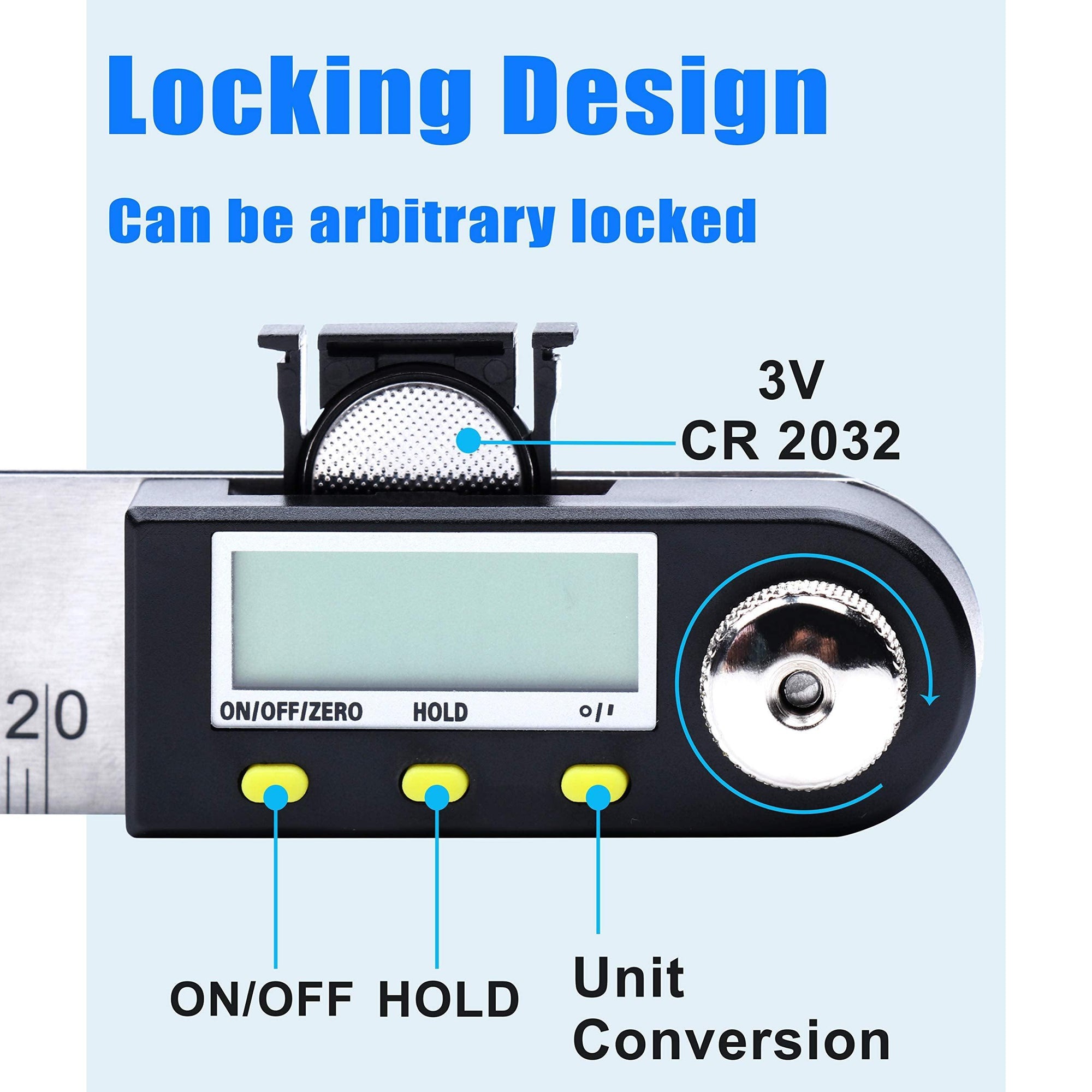 Digital Angle Ruler, Knoweasy Stainless Steel Digital Protractor (20in ...