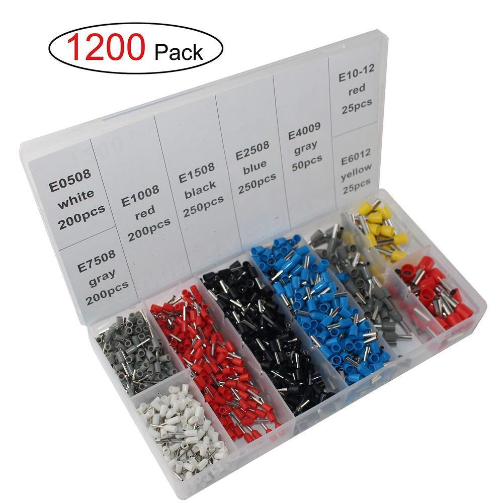 Ferrule Crimping Tool Kit,Knoweasy 0.25-10mm² Self-Adjustable Ratchet Wire Crimping Tools with 1200 Wire Terminal Crimp Connector Insulated and Uninsulated Wire End Ferrules - knoweasy