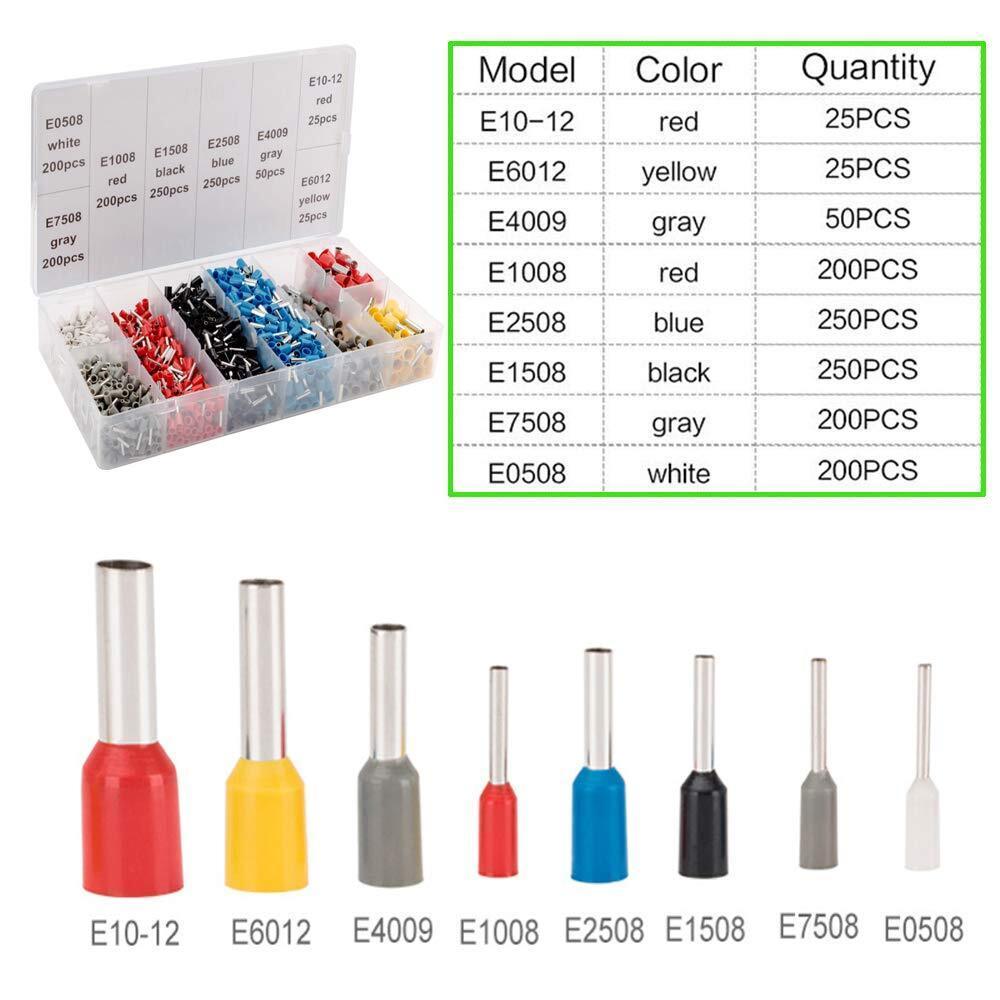 Ferrule Crimping Tool Kit,Knoweasy 0.25-10mm² Self-Adjustable Ratchet Wire Crimping Tools with 1200 Wire Terminal Crimp Connector Insulated and Uninsulated Wire End Ferrules - knoweasy