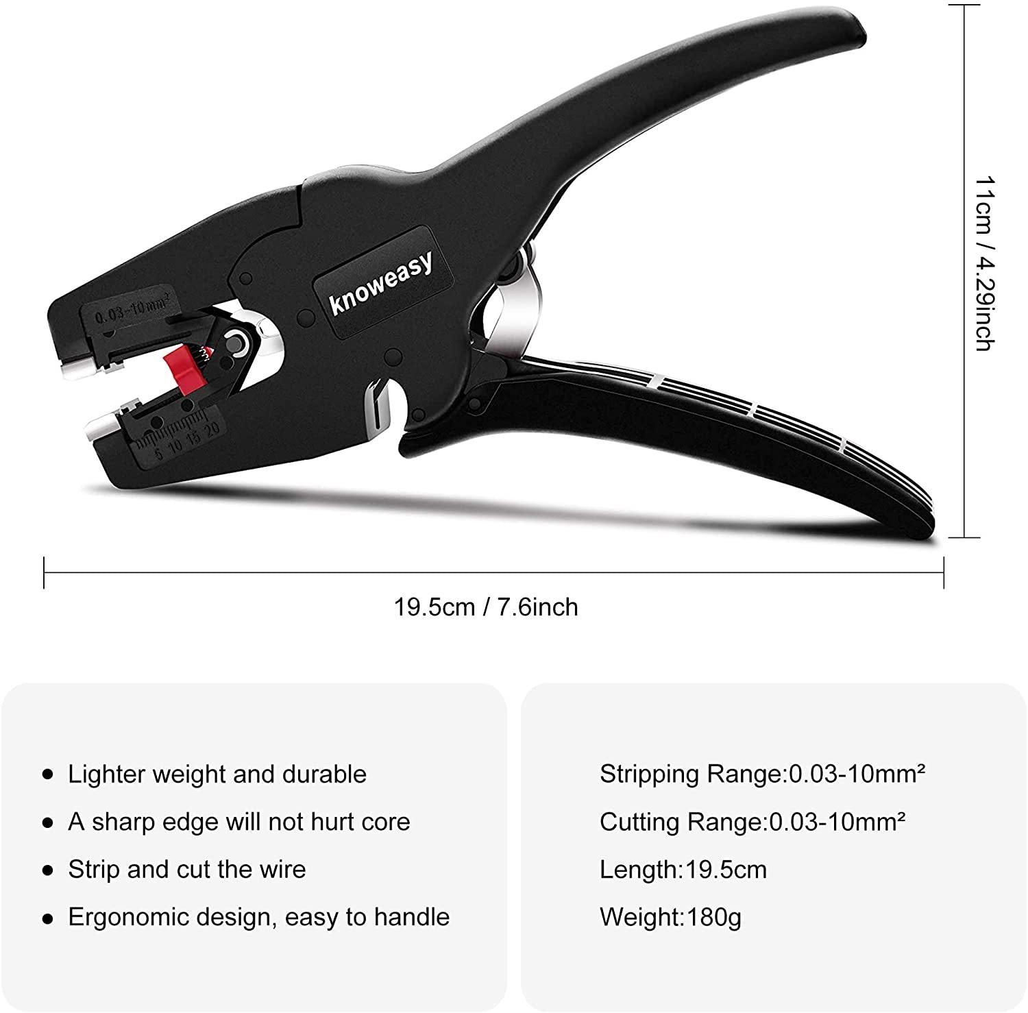 Ferrule Crimping Tool Kit,Knoweasy 6-4A Ferrule Crimper and 2 in 1 Wire Stripping Tool Cutting 5-20mm/(0.25-0.75inch) with 1200PCS Wire Terminals - knoweasyCrimp Tool