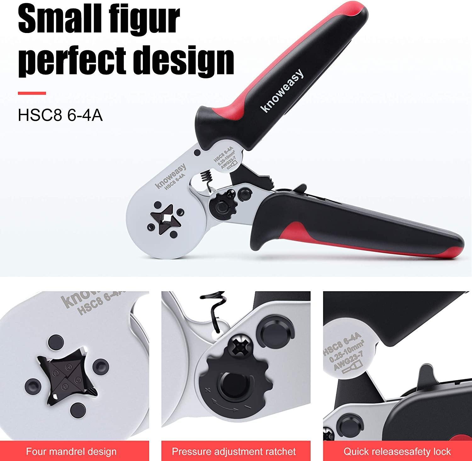 Ferrule Crimping Tool,Knoweasy Ferrule Crimper and Wire Crimping Tool Used for 23-10 AWG (0.25-6 mm²) Cable End-Sleeves - knoweasyCrimp Tool