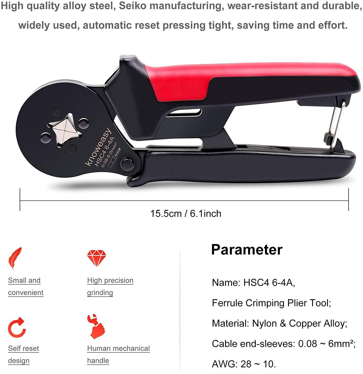 Ferrule Crimping Tool,Knoweasy Terminal Crimping Tool and Wire Ferrule Crimper Used for 0.25-6.0mm²/AWG23-10 - knoweasy
