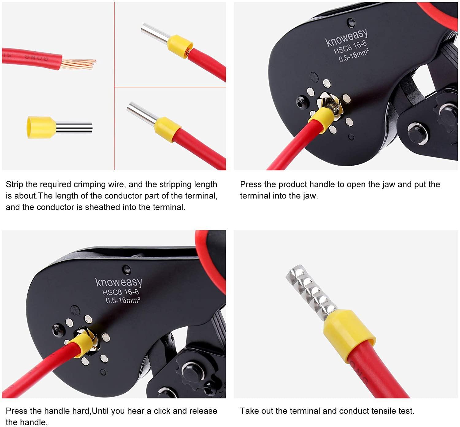 Hexagonal Crimper,Knoweasy 16-6 Crimping Tool and Hexagonal Wire Crimp -  knoweasy