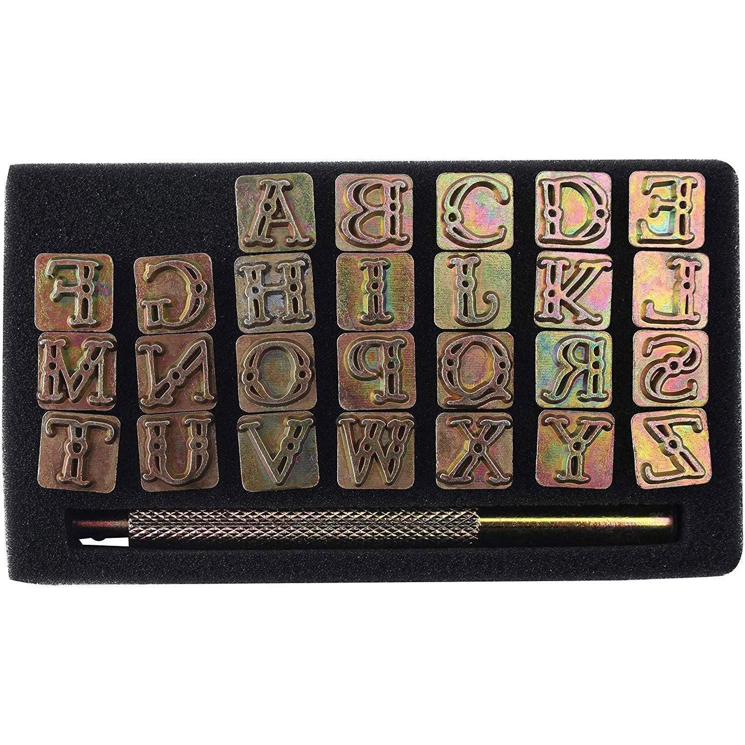 Knoweasy 27 Pieces Leather Stamping Tool Set,26 Letters Alphabet Stamp -  knoweasy