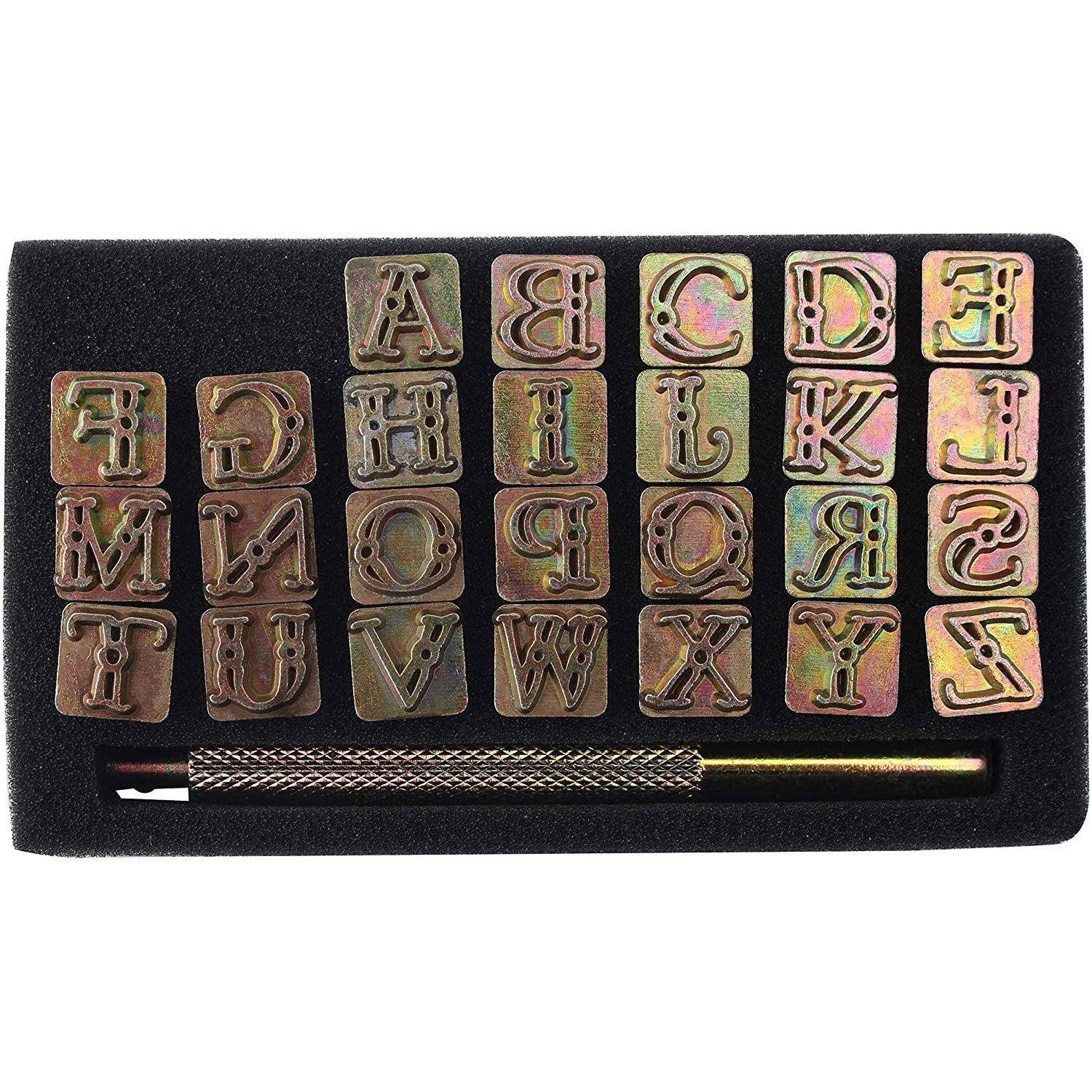 Knoweasy 27 Pieces Leather Stamping Tool Set,26 Letters Alphabet