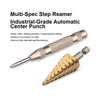 Knoweasy 3Pcs High-Speed Steel Step Drill Bit Set with Automatic Spring Loaded Center Punch,4-12mm/4-20mm/4-32mm Drill Bits Set for Sheet Metal Hole Drilling - knoweasy