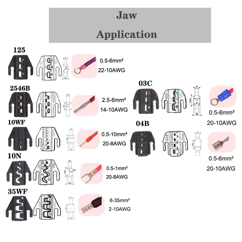 Knoweasy Crimping Tool Set Include 2210H Heat Shrik Crimping Tool with 7 Pcs Quick Exchange Jaw for Non-insulated,Open Barrel,Insulated and Non-insulated Ferrule - knoweasy