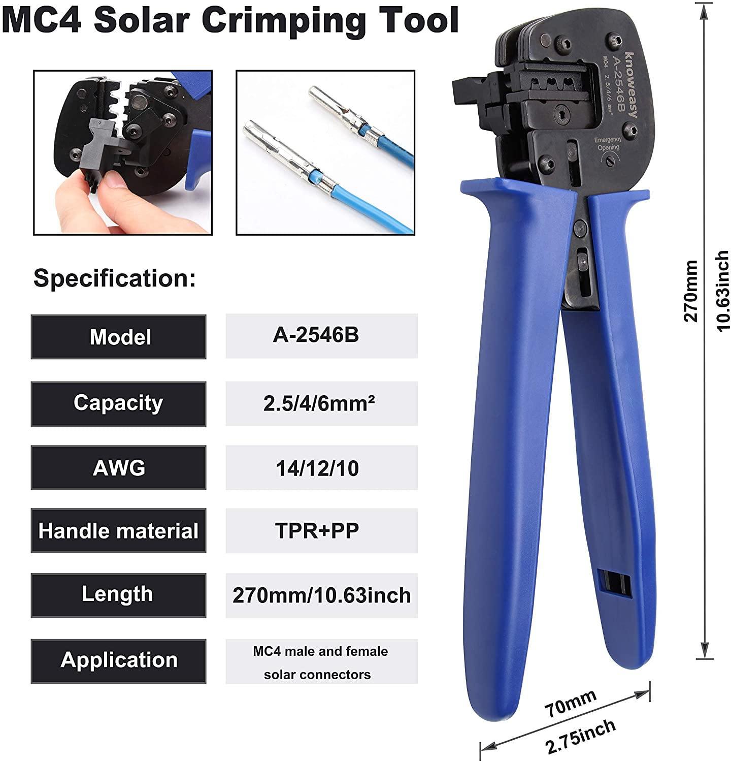 Knoweasy Solar Crimp Tool,Solar Crimper and Solar Crimping Tool for 2,5,4,6mm² Solar Connector Cable - knoweasyCrimp Tool